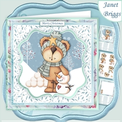 SNOWMAN & TEDDY BEAR 7.5 Decoupage & Insert Mini Kit