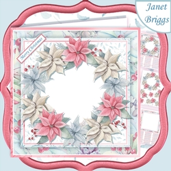 PASTEL POINSETTIA WREATH BLANK 7.5 Decoupage & Insert Mini Kit