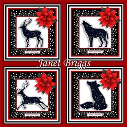 STARRY FOREST ANIMALS & POINSETTIA Christmas 7.5 Quick Cards Bumper Kit