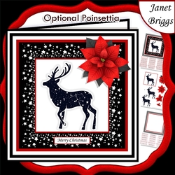 STARRY STAG & POINSETTIA Christmas or Birthday 7.5 Quick Card