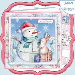 PASTEL SNOWMAN SCENE 7.5 Christmas Decoupage & Insert Mini Kit