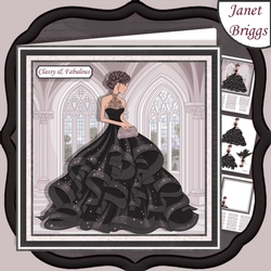 GLAMOROUS LADY BLACK DRESS 7.5 Decoupage & Insert Kit