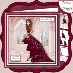 GLAMOROUS LADY PLUM DRESS 7.5 Decoupage & Insert Kit