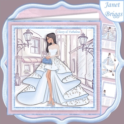 GLAMOROUS LADY BLUE DRESS 7.5 Decoupage & Insert Kit