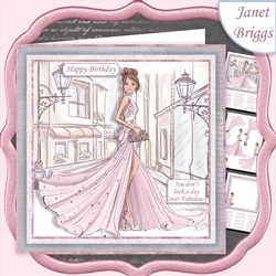 GLAMOROUS LADY PINK DRESS 7.5 Decoupage & Insert Kit