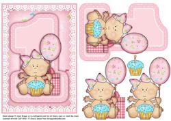 1st Birthday Girl Topper and Decoupage