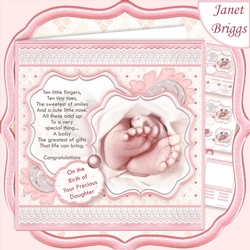 BABY TOES & VERSE Pink New Baby Girl 7.5 Decoupage & Insert Mini Kit