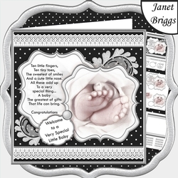 BABY TOES & VERSE Contemporary Black & White 7.5 Decoupage Kit