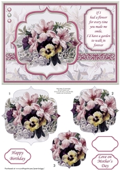 LILIES & PANSIES SPRAY A5 Card Topper & Pyramage 