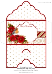Christmas Money Wallet Gift Voucher Envelope POINSETTIA & ROBIN