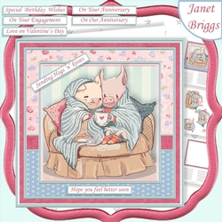 SENDING HOGS N KISSES 7.5 Decoupage & Insert Kit All Occasions