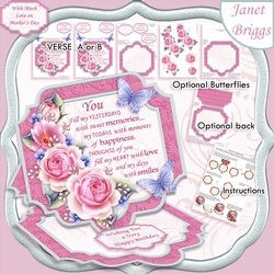 PASTEL ROSE Large Easel Card Decoupage 7.7 Birthday or Mothers Day