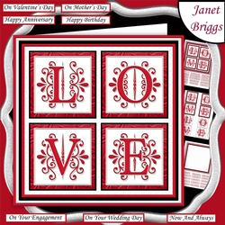 RED LOVE SQUARES All Occasions 7.5 Quick Layer Card & Insert