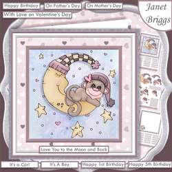 LOVE YOU TO THE MOON & BACK Monkey 7.5 Decoupage & Insert Kit All Occasions