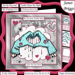 ZOMBIE LOVE Humorous 7.5 Decoupage & Insert Mini Kit All Occasions