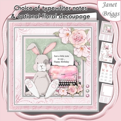 BUNNY & TYPEWRITER 7.5 Decoupage & Insert All Occasions Mini Kit