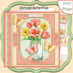 JAR OF DAFFODILS & TULIPS 7.5 Decoupage & Insert Kit All Occasions