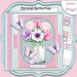 JAR OF SPRING BOUQUET 7.5 Decoupage & Insert Kit All Occasions