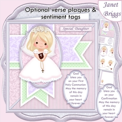 1ST HOLY COMMUNION or CONFIRMATION Blonde Girl & Verse 7.5 Decoupage & Insert Mini Kit
