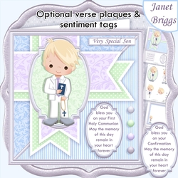 1ST HOLY COMMUNION or CONFIRMATION Blonde Boy & Verse 7.5 Decoupage & Insert Mini Kit
