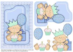 1st Birthday Boy Topper and Decoupage