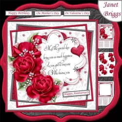 DEEP PINK ROSES & VERSE 7.5 Decoupage & Insert Kit