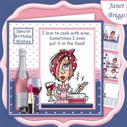 COOK WITH WINE 7.5 Decoupage & Insert Humorous Kit