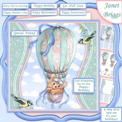 BEAR IN HOT AIR BALLOON 7.5 Decoupage & Insert Kit