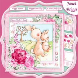 MUMMY BUNNY 7.5 Decoupage & Insert Kit Various Occasions