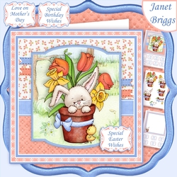 EASTER BUNNY & BIRD 7.5 Decoupage & Insert Mini Kit