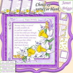 DAFFODILS & VARIOUS VERSES Many Occasions 7.5 Decoupage & Insert Kit