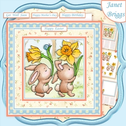 BUNNY PARADE 7.5 Decoupage & Insert Kit Easter, Birthday, Get Well