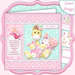 NEW BABY GIRL GIRAFFE 7.5 Decoupage & Insert Mini Kit