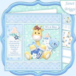 NEW BABY BOY GIRAFFE 7.5 Decoupage & Insert Mini Kit