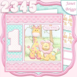BIRTHDAY AGES 1 TO 5 Lion & Giraffe Decoupage & Insert Kit