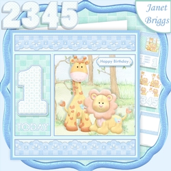 BIRTHDAY AGES 1 TO 5 BOY Lion & Giraffe Decoupage & Insert Kit
