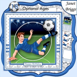 FOOTBALL STRIKER 7.5 BLUE Soccer Decoupage Ages & Insert