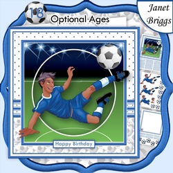 FOOTBALL STRIKER ETHNIC 7.5 BLUE Soccer Decoupage Ages & Insert