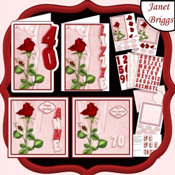 RED ROSE ALPHA & AGE KIT 7.5 or A5 Toppers Decoupage & Inserts