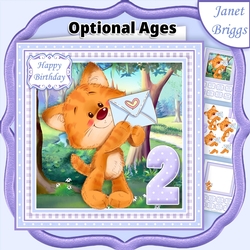 BABY TIGER & LETTER 7.5 Decoupage Insert & Ages Kit
