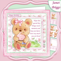 CUTE BEAR & CUPCAKE 7.5 Decoupage Verse Insert Kit