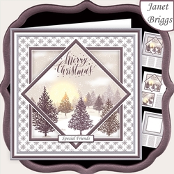 CHRISTMAS MONOTONE WINTER FOREST 7.5 Quick Layer Card & Insert