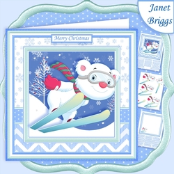 SKIING BEAR 7.5 Christmas Decoupage & Insert Mini Kit