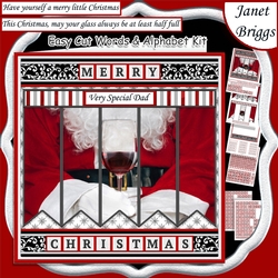SANTA & WINE Christmas Easy Cut Family Word Strips & Alphabet Word Kit