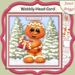 CHRISTMAS GINGERBREAD MAN WOBBLY HEAD CARD 7.5 Decoupage & Insert Mini Kit