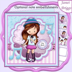 You Rock Girl Singing Brown Girl 7.5 Decoupage & Insert Mini Kit