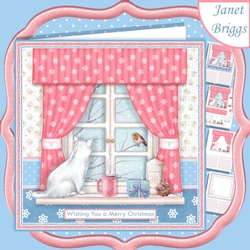 CHRISTMAS CATS VIEW THROUGH A WINDOW 7.5 Decoupage Kit