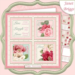 SHABBY CHIC ROSE SQUARES 7.5 Quick Layer Card & Insert Kit