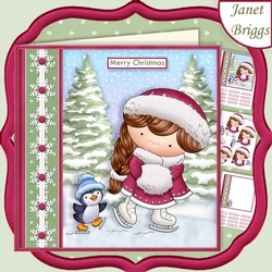 SKATING IZZY Christmas 7.5 Decoupage & Insert Mini Kit