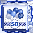 BLUE & SILVER BIRTHDAY BALLOONS & AGES 7.5 Decoupage & Insert